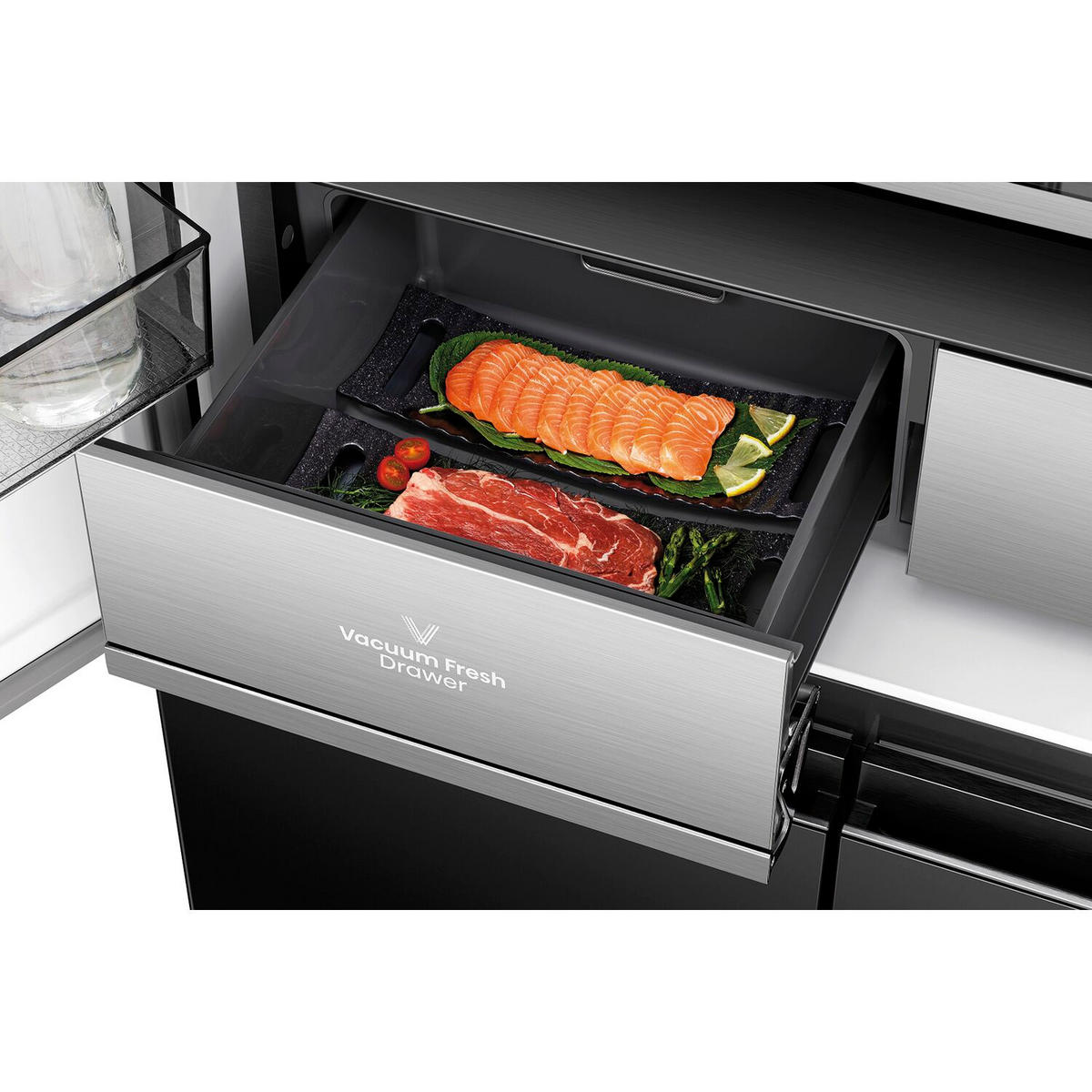 MULTI-DOOR RQ768N4GBE  - Schwarz Hochglanz, Basics, Glas/Kunststoff (91,1/190/60cm) - Hisense