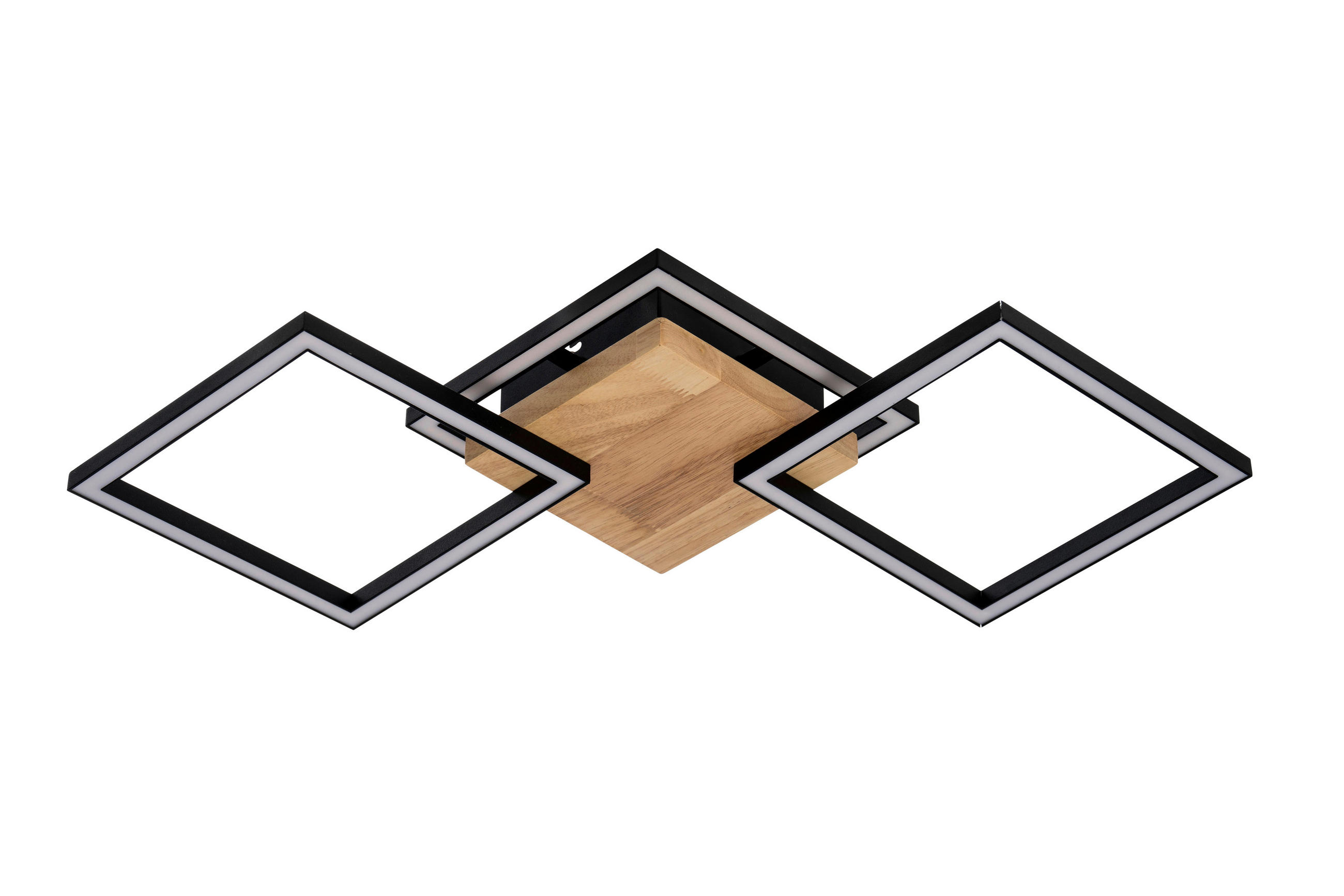 LED-DECKENLEUCHTE Rio 63/27,5/5,7 cm  - Schwarz/Naturfarben, Basics, Holz/Kunststoff (63/27,5/5,7cm) - Novel