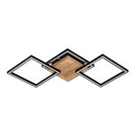 LED-DECKENLEUCHTE Rio 63/27,5/5,7 cm   - Schwarz/Naturfarben, Basics, Holz/Kunststoff (63/27,5/5,7cm) - Novel