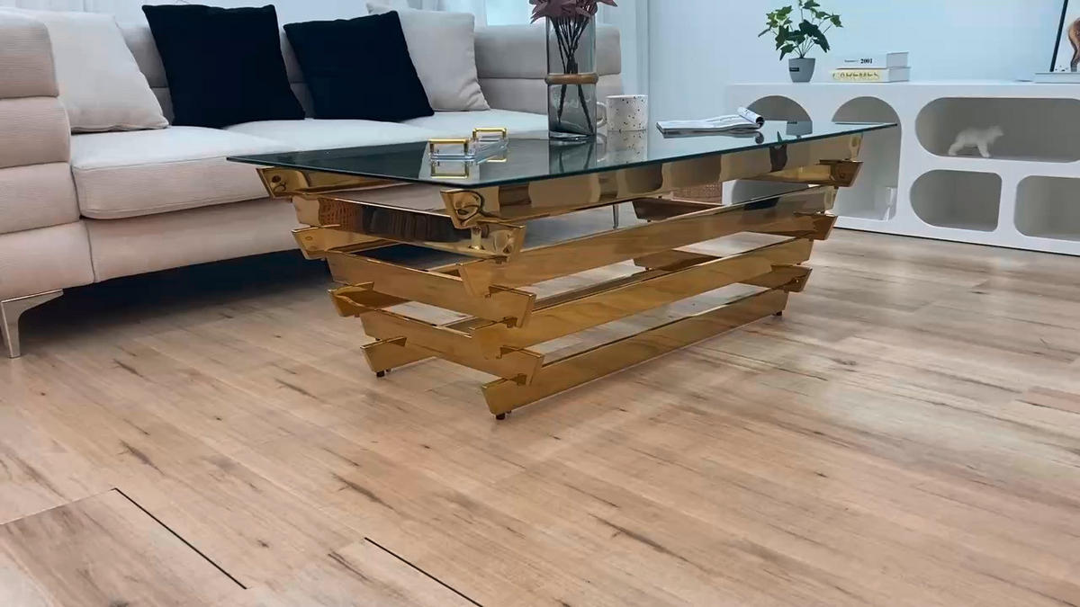 COUCHTISCH in Glas 130/70/45 cm  - Klar/Goldfarben, Design, Glas/Metall (130/70/45cm) - Livetastic