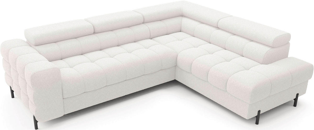 ECKSOFA Weiß Plüsch  - Schwarz/Weiß, Design, Textil/Metall (276/200cm) - MID.YOU