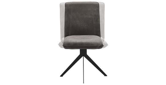 STUHL Lederlook Schwarz, Dunkelgrau - Dunkelgrau/Schwarz, Design, Textil/Metall (46,5/87/64cm) - Voleo