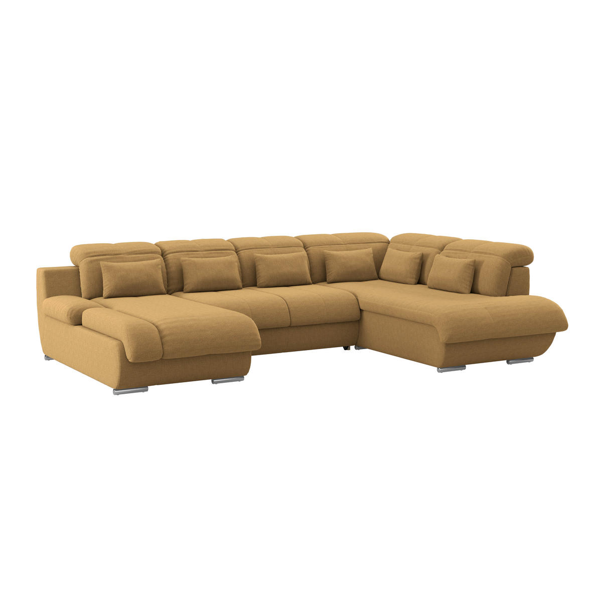 WOHNLANDSCHAFT MULTI Senfgelb Chenille  - Chromfarben/Senfgelb, MODERN, Textil/Metall (184/345/228cm) - Livetastic