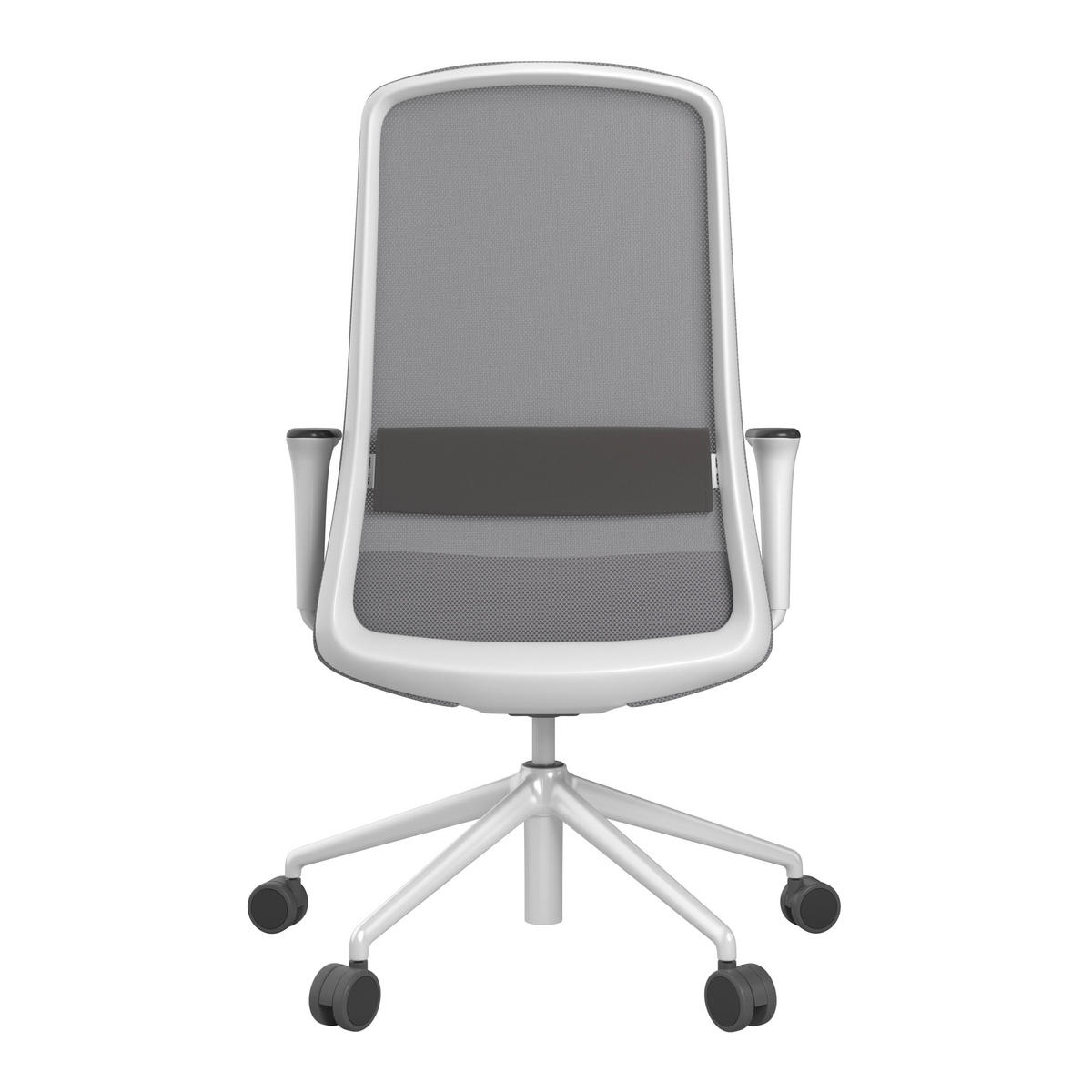 DREHSTUHL Grau, Weiß, Dunkelbraun  - Dunkelbraun/Weiß, MODERN, Leder/Kunststoff (70/103-115/70cm)