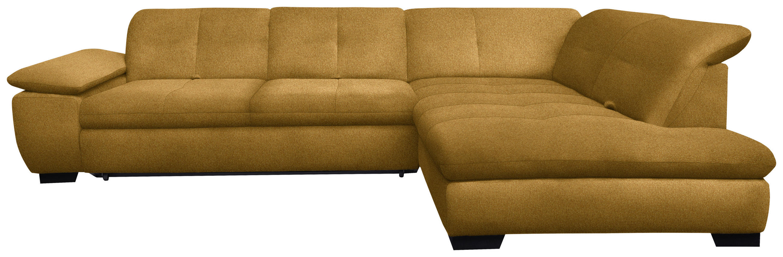 ECKSOFA Currygelb Flachgewebe  - Currygelb/Schwarz, Design, Textil/Metall (313/242cm) - Xora