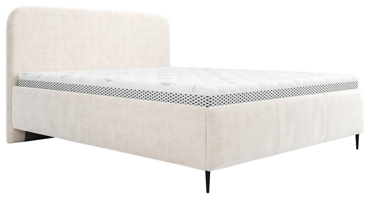 STOPPAD SÄNG 160/200 cm  i vit  - vit/svart, Modern, metall/trämaterial (160/200cm) - MID.YOU
