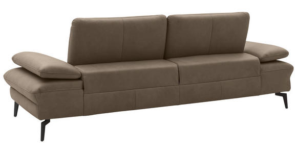 3-SITZER-SOFA Echtleder Graubraun  - Graubraun/Schwarz, Design, Leder/Metall (238/86/94cm) - Dieter Knoll