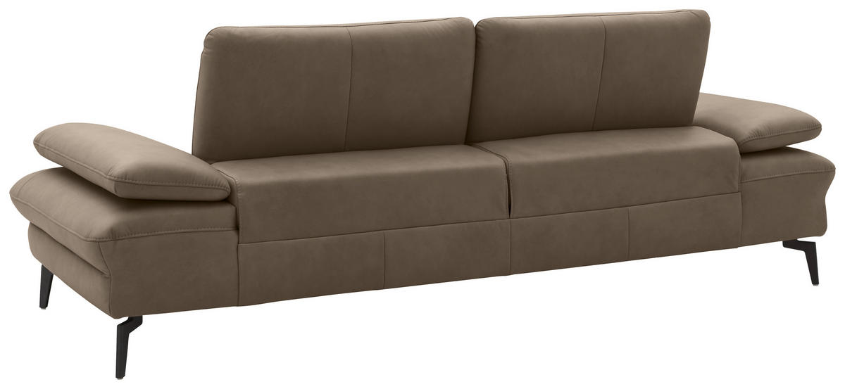 3-SITZER-SOFA in Echtleder Graubraun  - Graubraun/Schwarz, Design, Leder/Metall (238/86/94cm) - Dieter Knoll