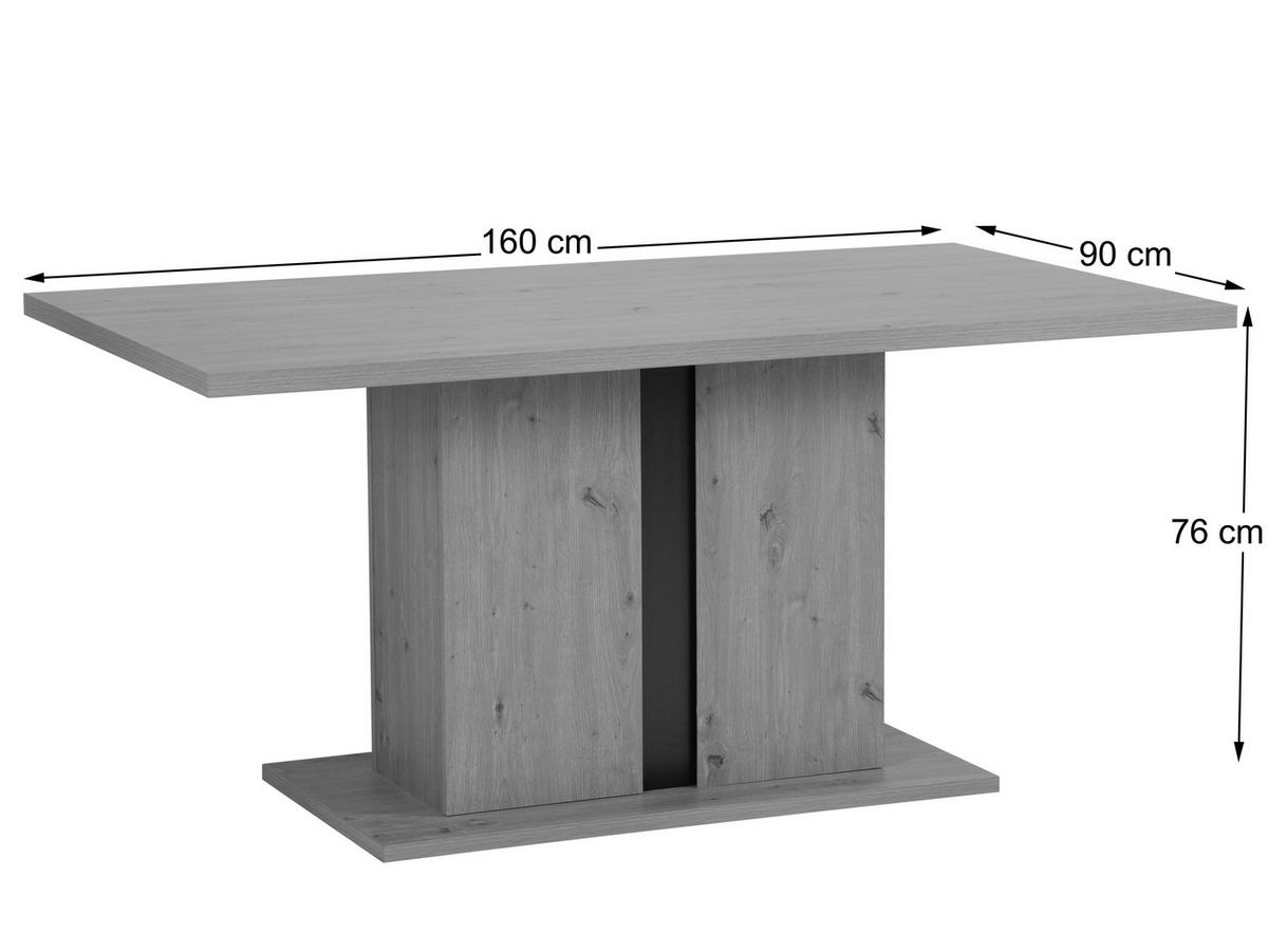 ESSTISCH 160/90/76 cm Nachbildung  Holzwerkstoff Stauraum rechteckig Schwarz, Eiche Artisan  - Schwarz/Eiche Artisan, MODERN, Holzwerkstoff (160/90/76cm) - Livetastic