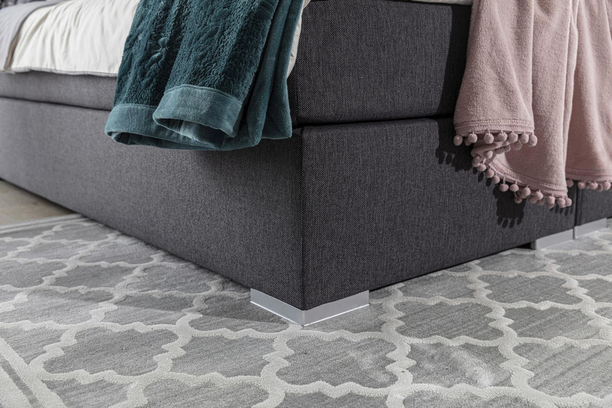 BOXBETT 160/200 cm  in Hellgrau  - Silberfarben/Hellgrau, Modern, Textil (160/200cm) - MID.YOU