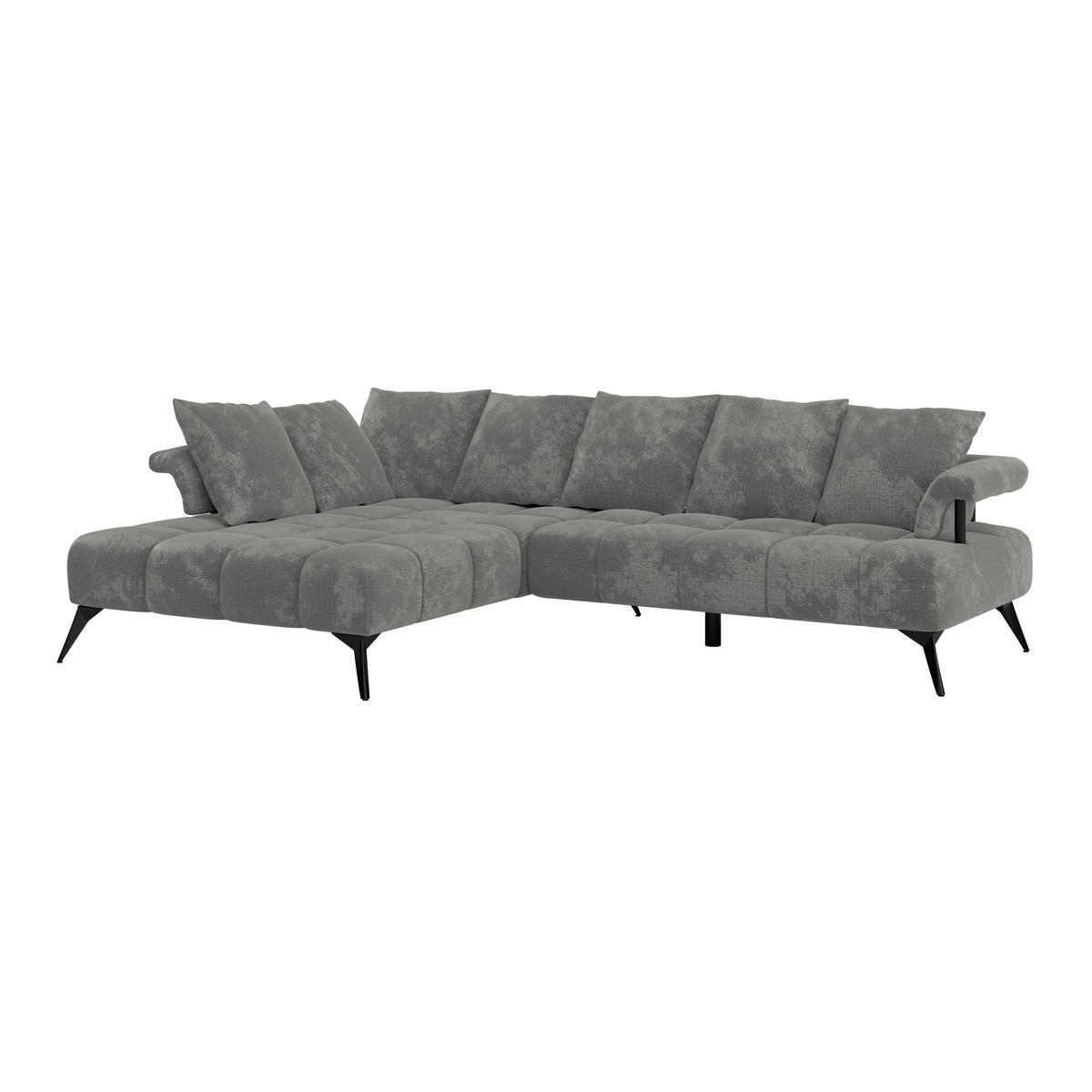 ECKSOFA VANESSA Grau Flachgewebe  - Schwarz/Grau, MODERN, Kunststoff/Textil (200/297cm) - Livetastic