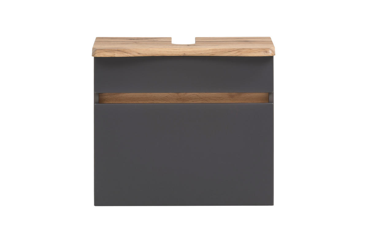 WASCHBECKENUNTERSCHRANK 61/55/40 cm  - Eiche Wotan/Graphitfarben, Natur, Holzwerkstoff (61/55/40cm) - Xora