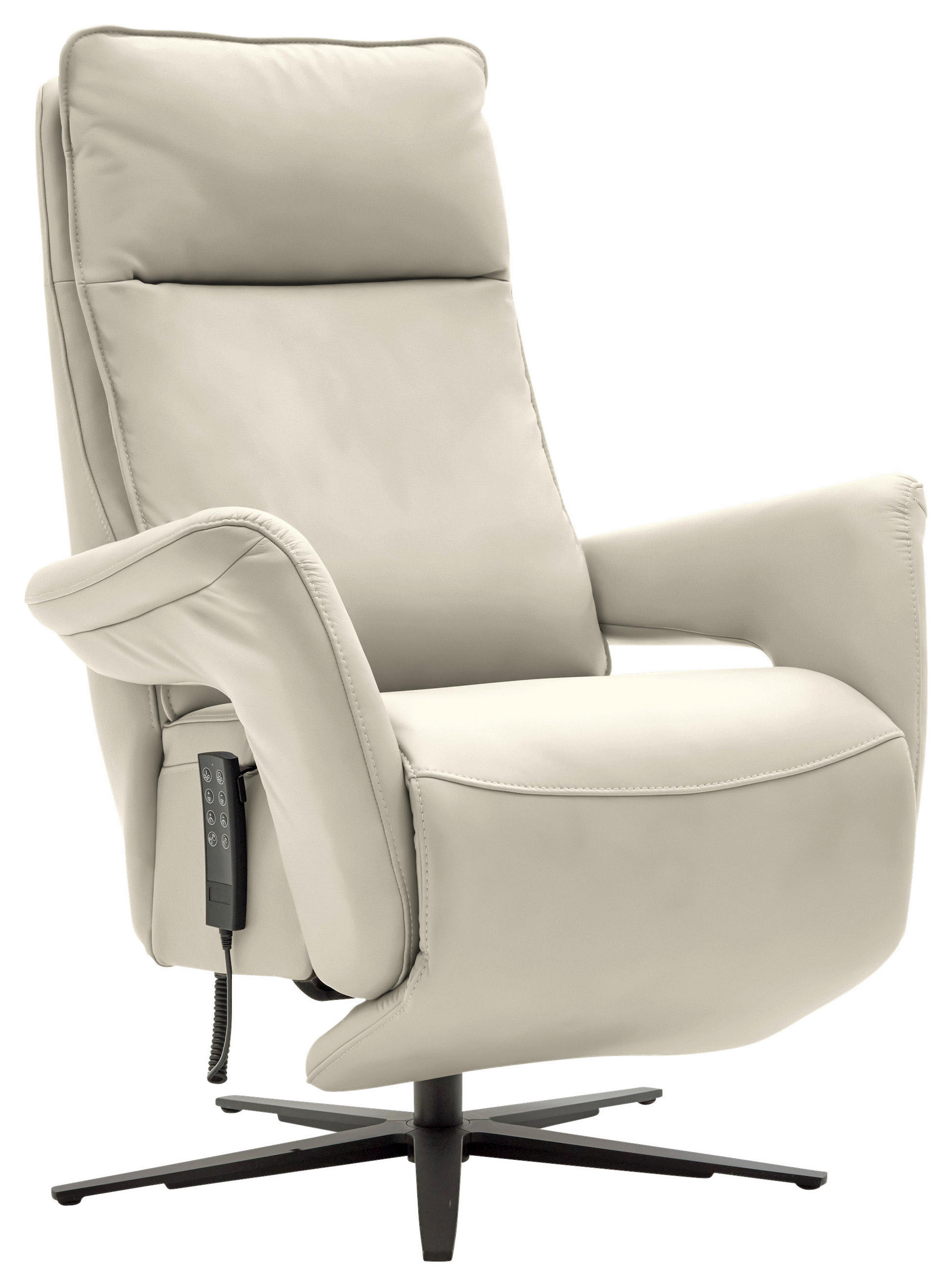 RELAXSESSEL in Leder Ecru  - Ecru/Schwarz, Design, Leder/Metall (83/116/87cm) - Valdera