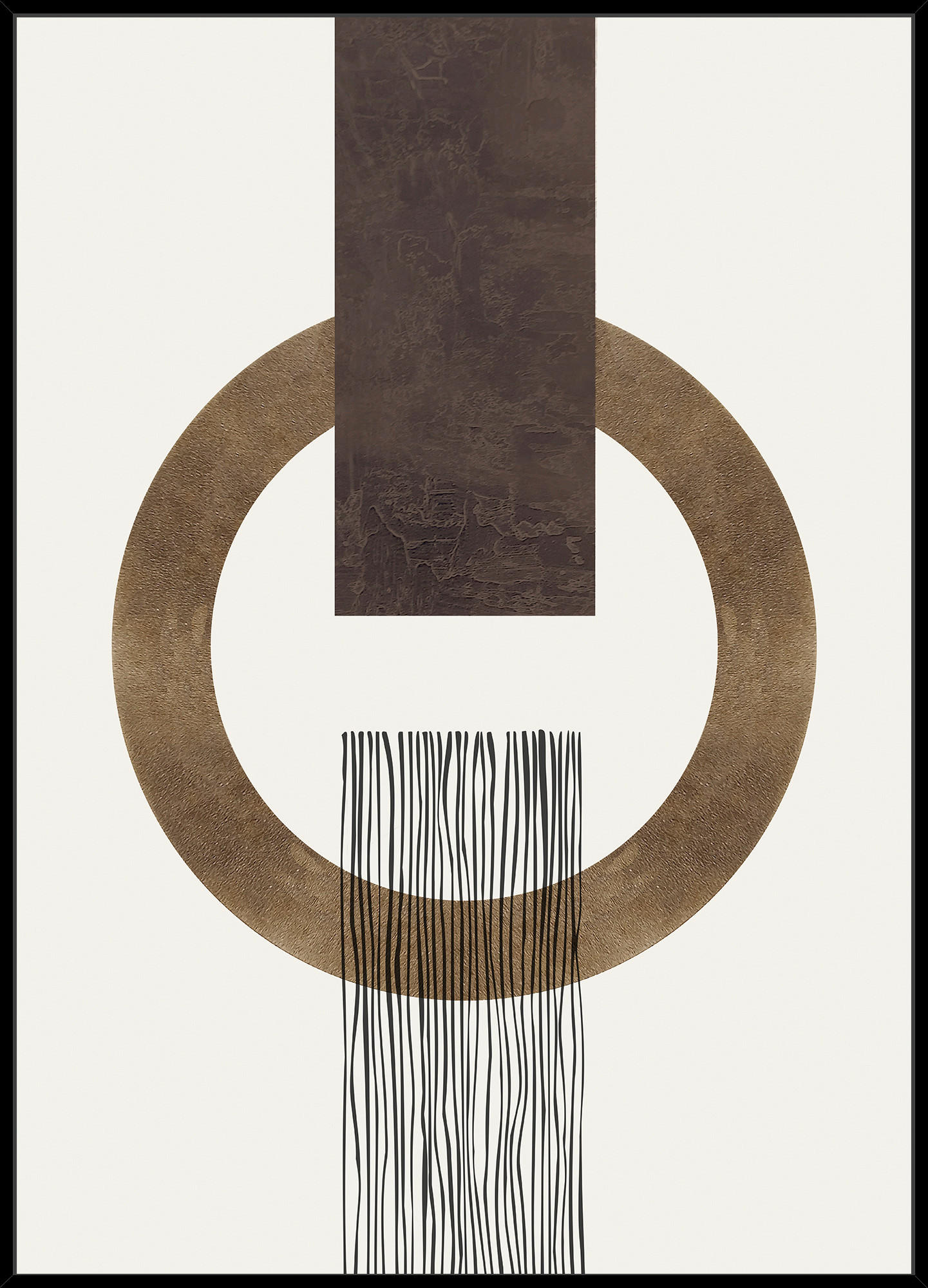 KUNSTDRUCK Abstraktes  - Goldfarben/Schwarz, Trend, Holzwerkstoff/Textil (51,5/71,5cm) - Monee