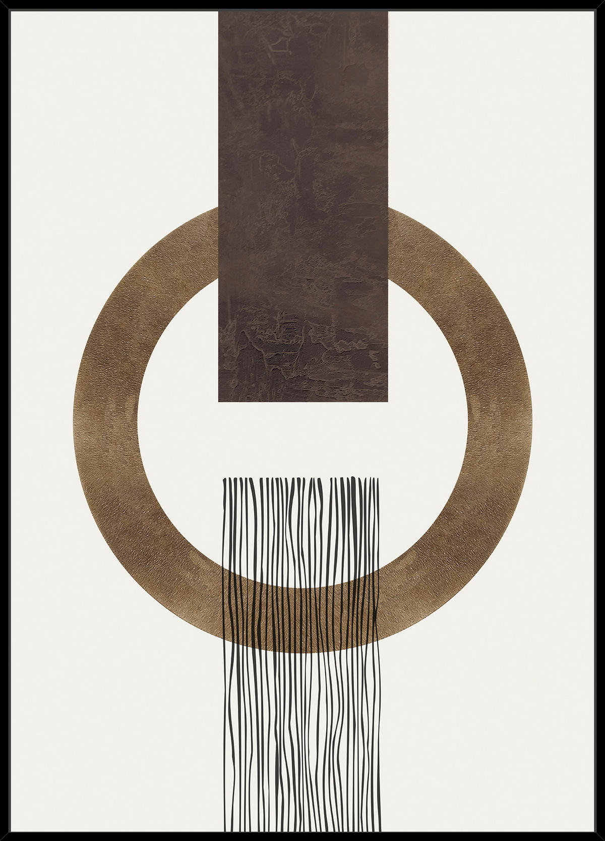 KUNSTDRUCK Abstraktes  - Goldfarben/Schwarz, Trend, Holzwerkstoff/Textil (51,5/71,5cm) - Monee
