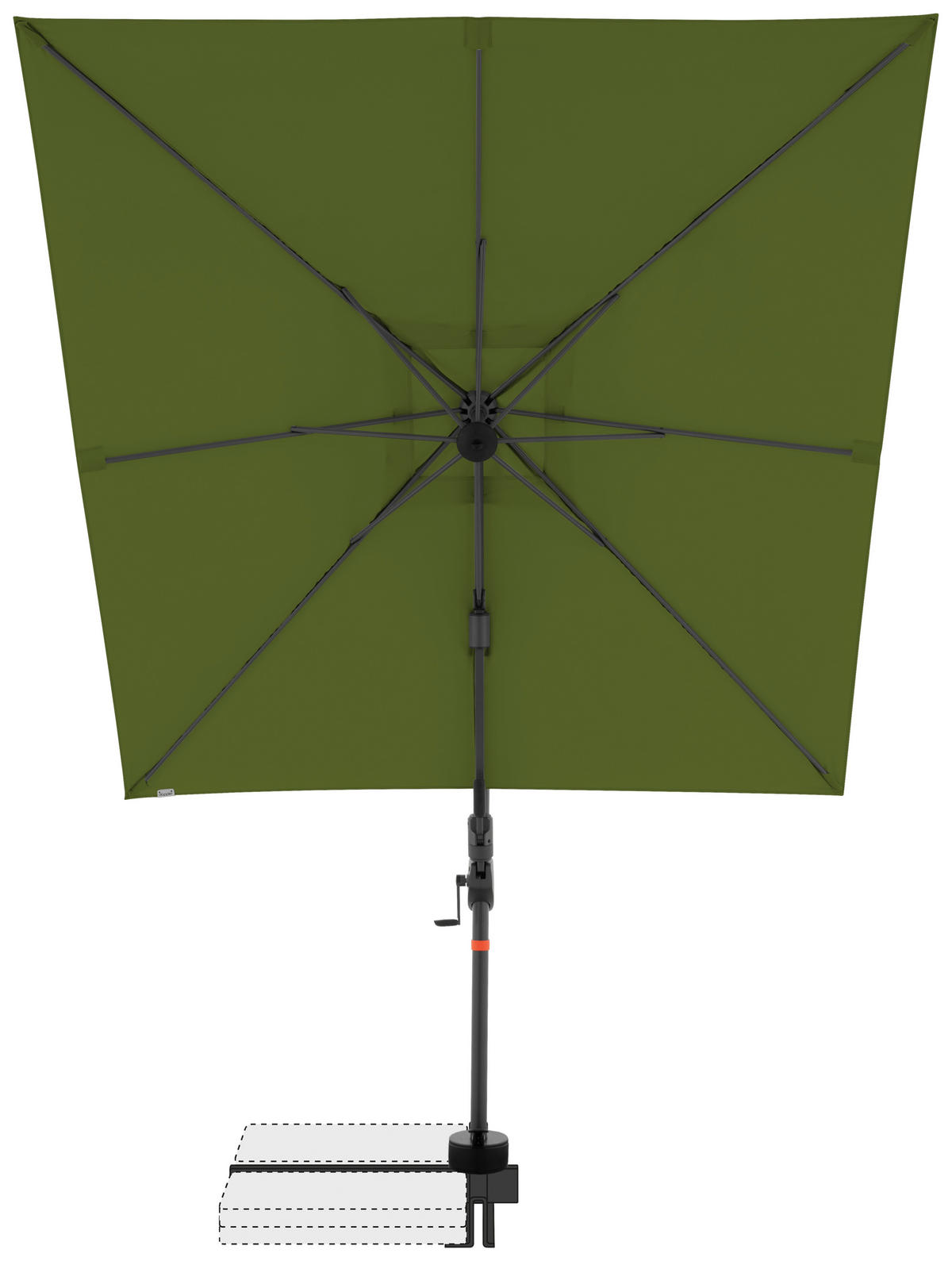 AMPELSCHIRM 210x210 cm  - Anthrazit/Grün, Basics, Textil/Metall (210/210cm) - Doppler
