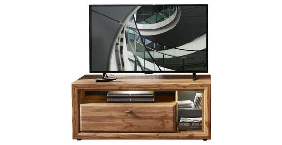 LOWBOARD 130/54/50 cm - Chromfarben/Eichefarben, KONVENTIONELL, Glas/Holzwerkstoff (130/54/50cm) - Cantus