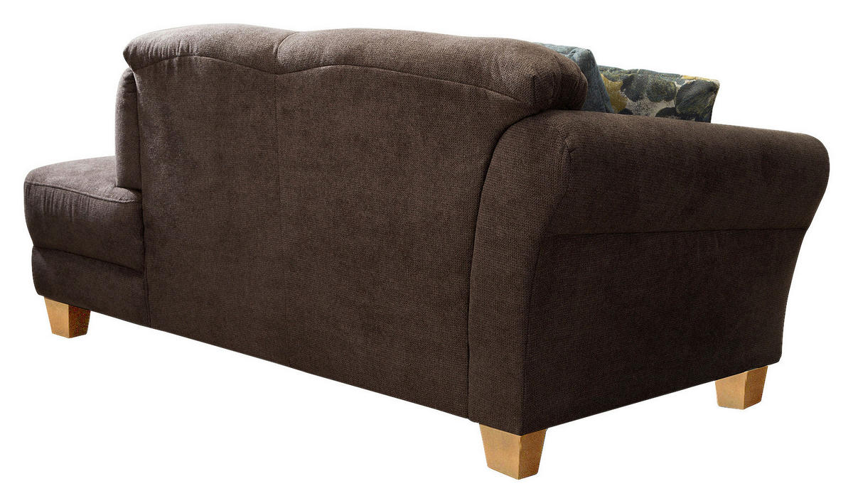 RÉCAMIERE Dunkelbraun Flachgewebe  - Dunkelbraun/Naturfarben, KONVENTIONELL, Holz/Textil (194/84/91cm) - Sit & More