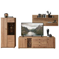 WOHNWAND 3-teilig  in Braun, Eschefarben, Eiche Artisan  320/163/50 cm  - Eschefarben/Anthrazit, Natur, Glas/Holz (320/163/50cm) - Linea Natura