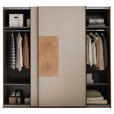 SCHWEBETÜRENSCHRANK  in Kaschmir, Eiche Artisan  - Kaschmir/Schwarz, KONVENTIONELL, Holzwerkstoff/Metall (240/225,5/63,7cm) - Xora