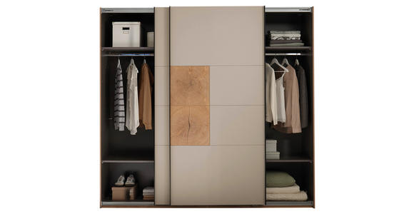 SCHWEBETÜRENSCHRANK  in Kaschmir, Eiche Artisan  - Kaschmir/Schwarz, KONVENTIONELL, Holzwerkstoff/Metall (240/225,5/63,7cm) - Xora