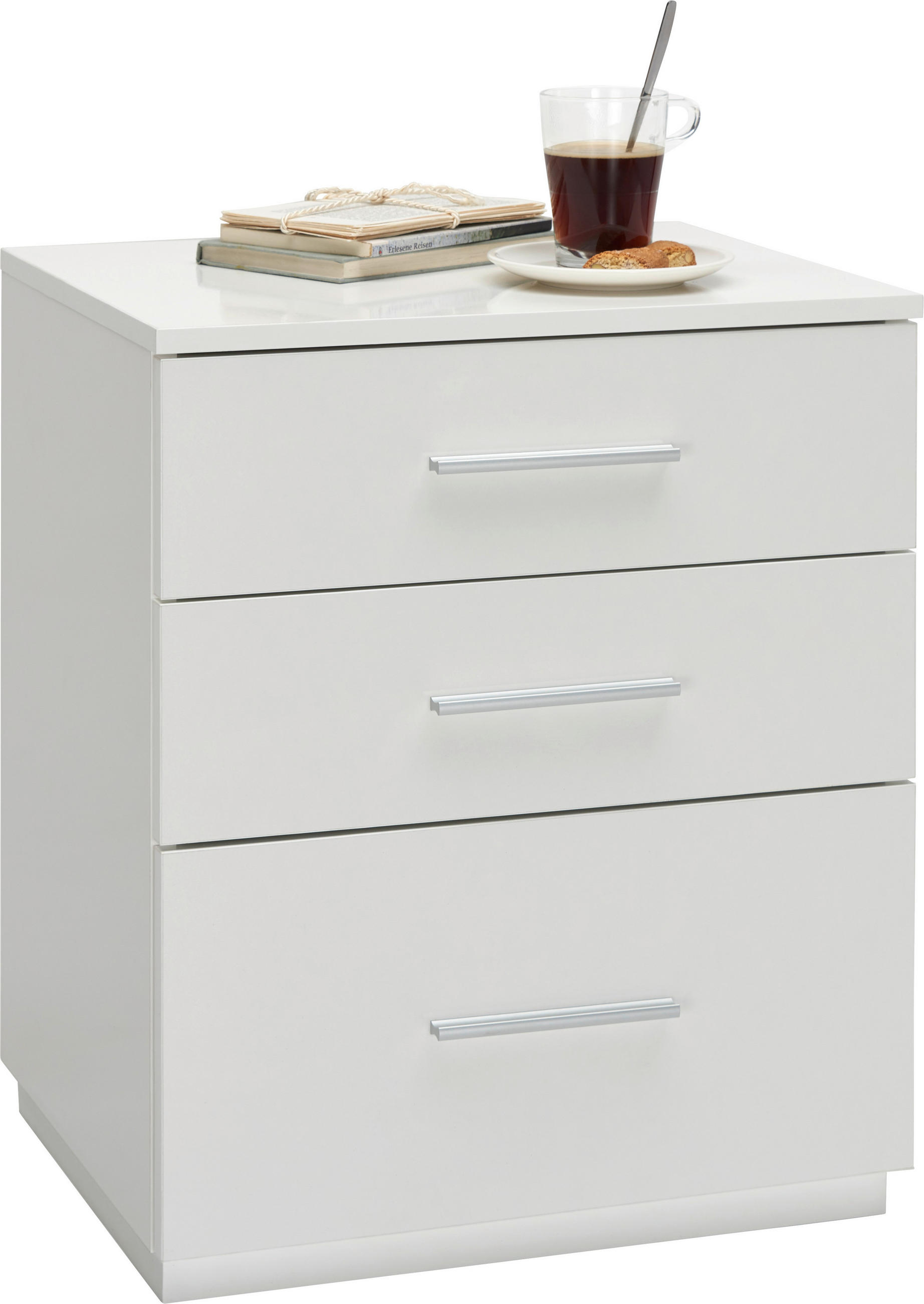NACHTSCHRANK 50/60/40 cm  - Weiß Hochglanz/Alufarben, Design, Holzwerkstoff/Kunststoff (50/60/40cm) - Carryhome