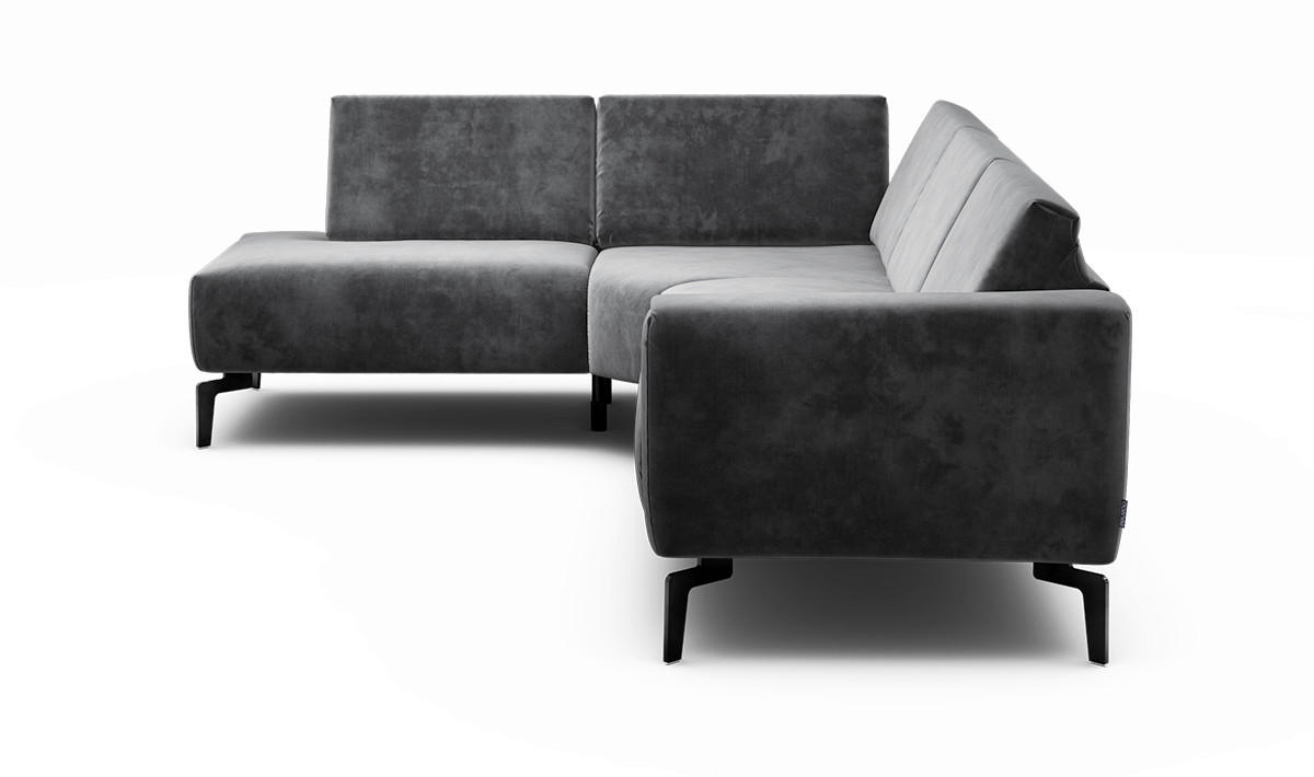 ECKSOFA Cosy Anthrazit Samt  - Anthrazit/Schwarz, Design, Textil/Metall (193/256cm) - SENSOO
