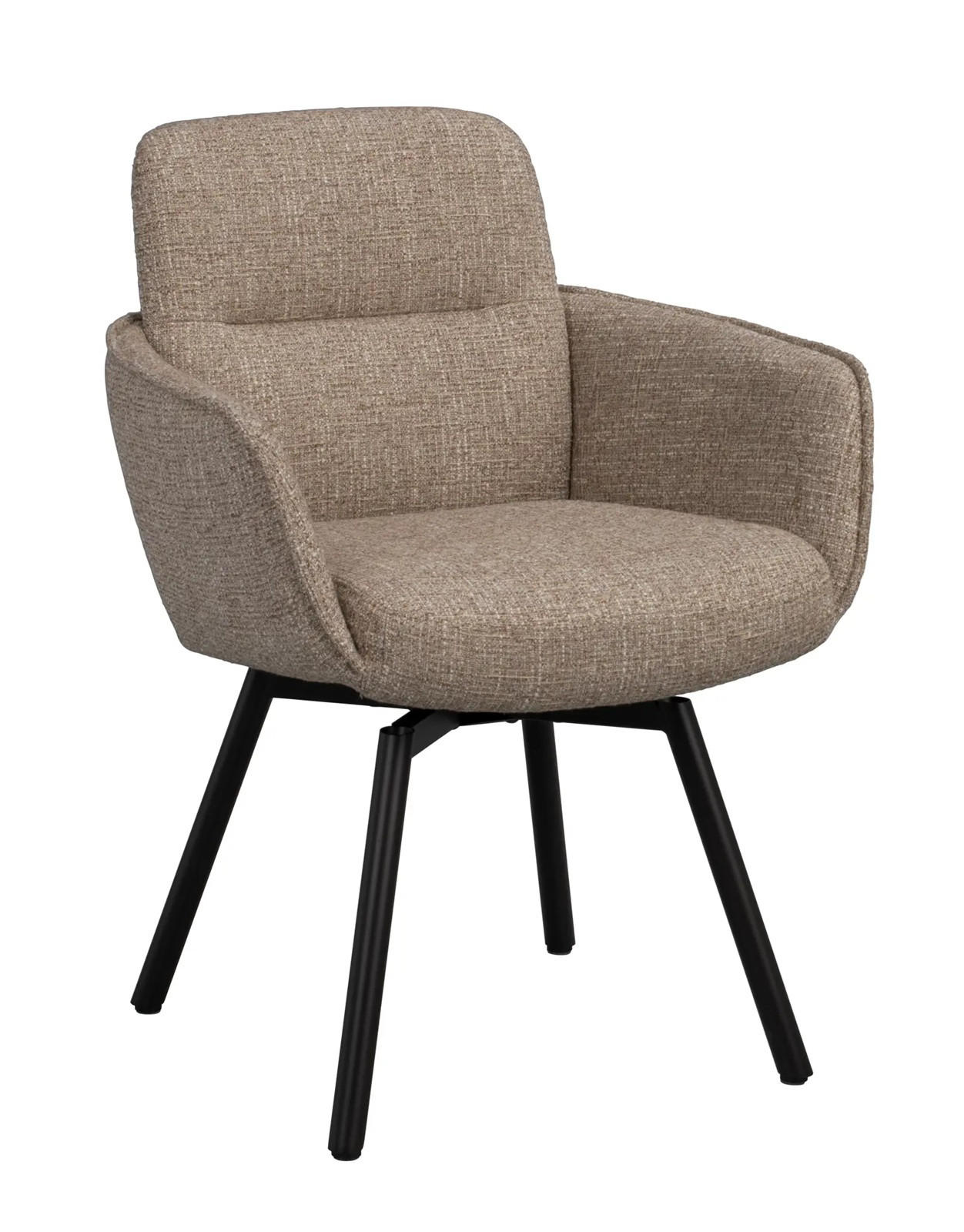 STOL MED ARMSTÖD  360° vridbar sits flatväv  - beige/brun, Klassisk, metall/textil (64/85/63cm) - Rowico