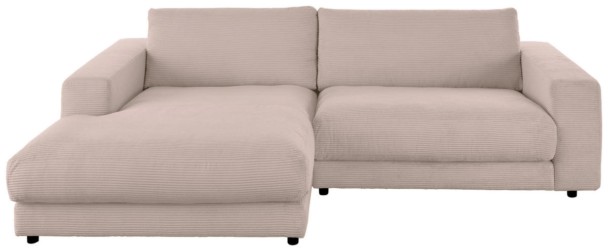 ECKSOFA  in Cord Taupe  190/270 cm  - Taupe/Schwarz, Design, Kunststoff/Textil (190/270cm) - Lomoco