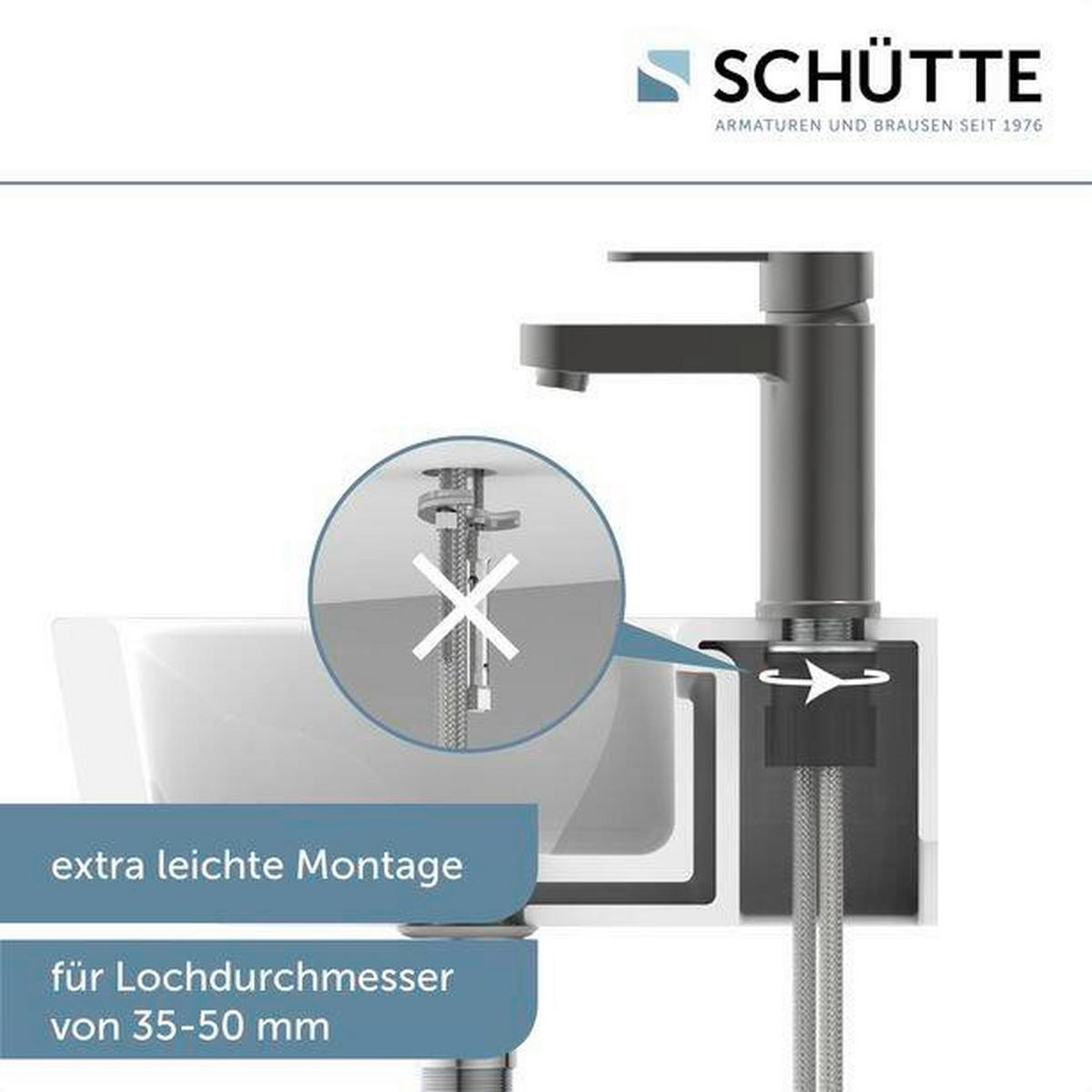 WASCHTISCHARMATUR 34212  - Graphitfarben, Basics, Metall (5,5/15,9/15,7cm) - Schütte
