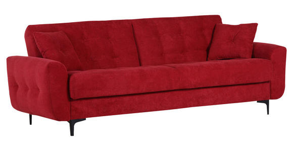 SCHLAFSOFA Morton  in Flachgewebe Rot  - Rot/Schwarz, KONVENTIONELL, Textil/Metall (230/84/95cm) - Xora