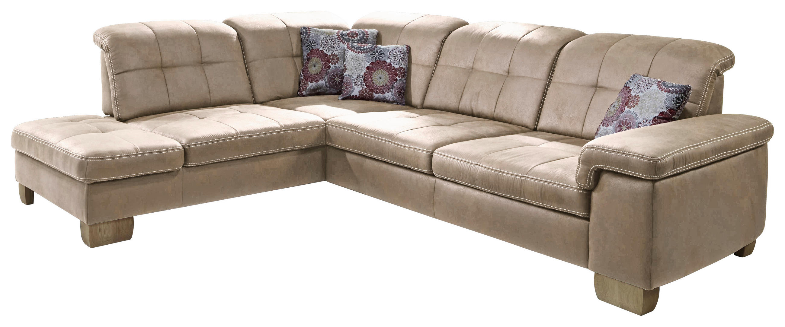 ECKSOFA Beige Mikrofaser  - Beige, KONVENTIONELL, Holz/Textil (243/299cm) - Carryhome