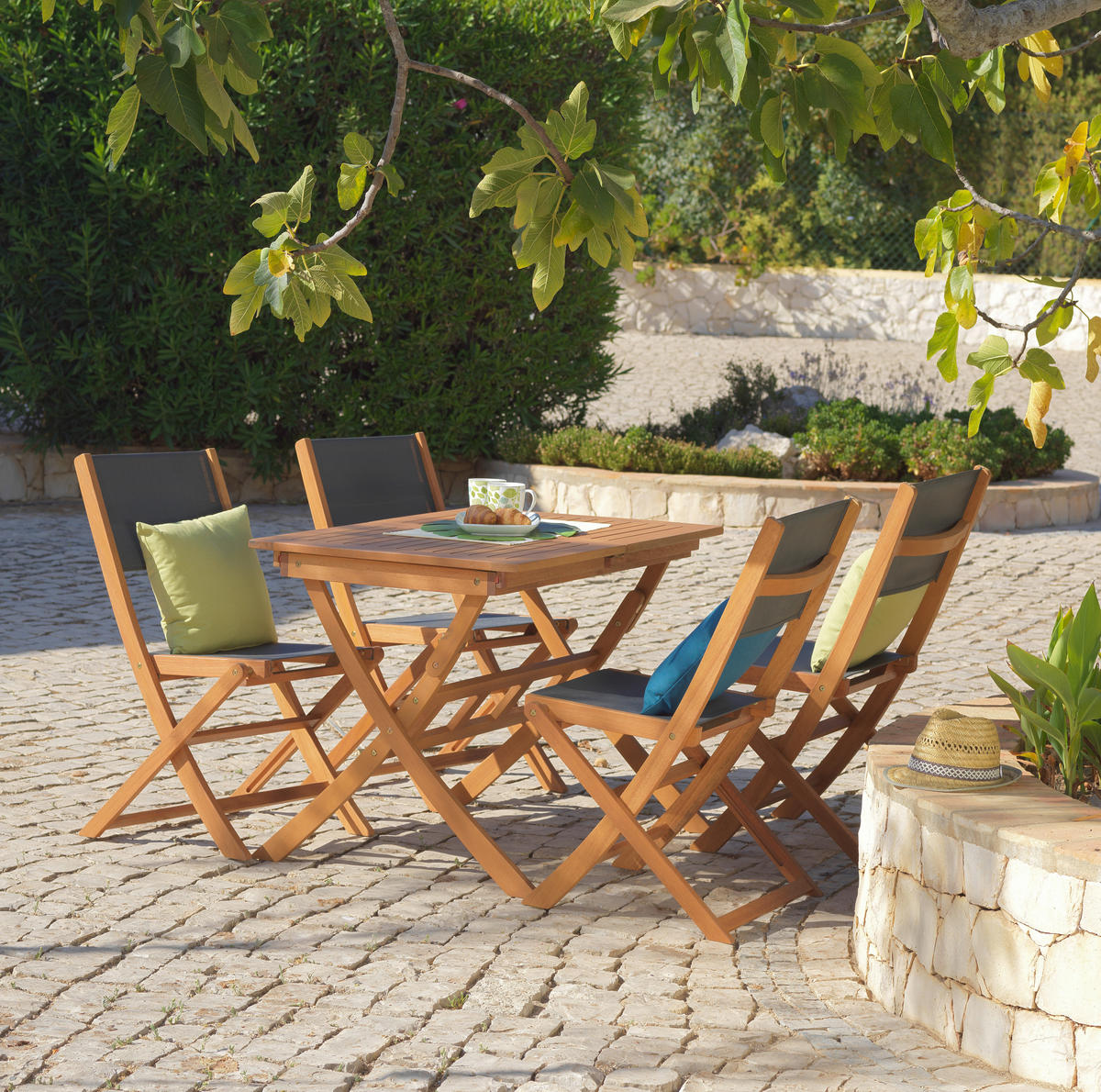 SKLOPIVI STO ZA BAŠTU 100(140)/70/74 cm  - boja tikovine, Romantično / Seoski, drvo (100(140)/70/74cm) - Ambia Garden