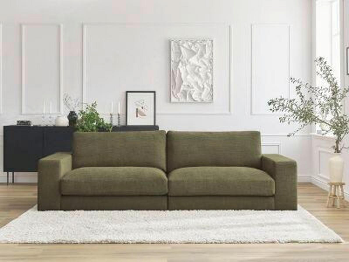 3-SITZER-SOFA LEONARD Struktur Grün  - Schwarz/Grün, MODERN, Kunststoff/Textil (234/109/77cm)