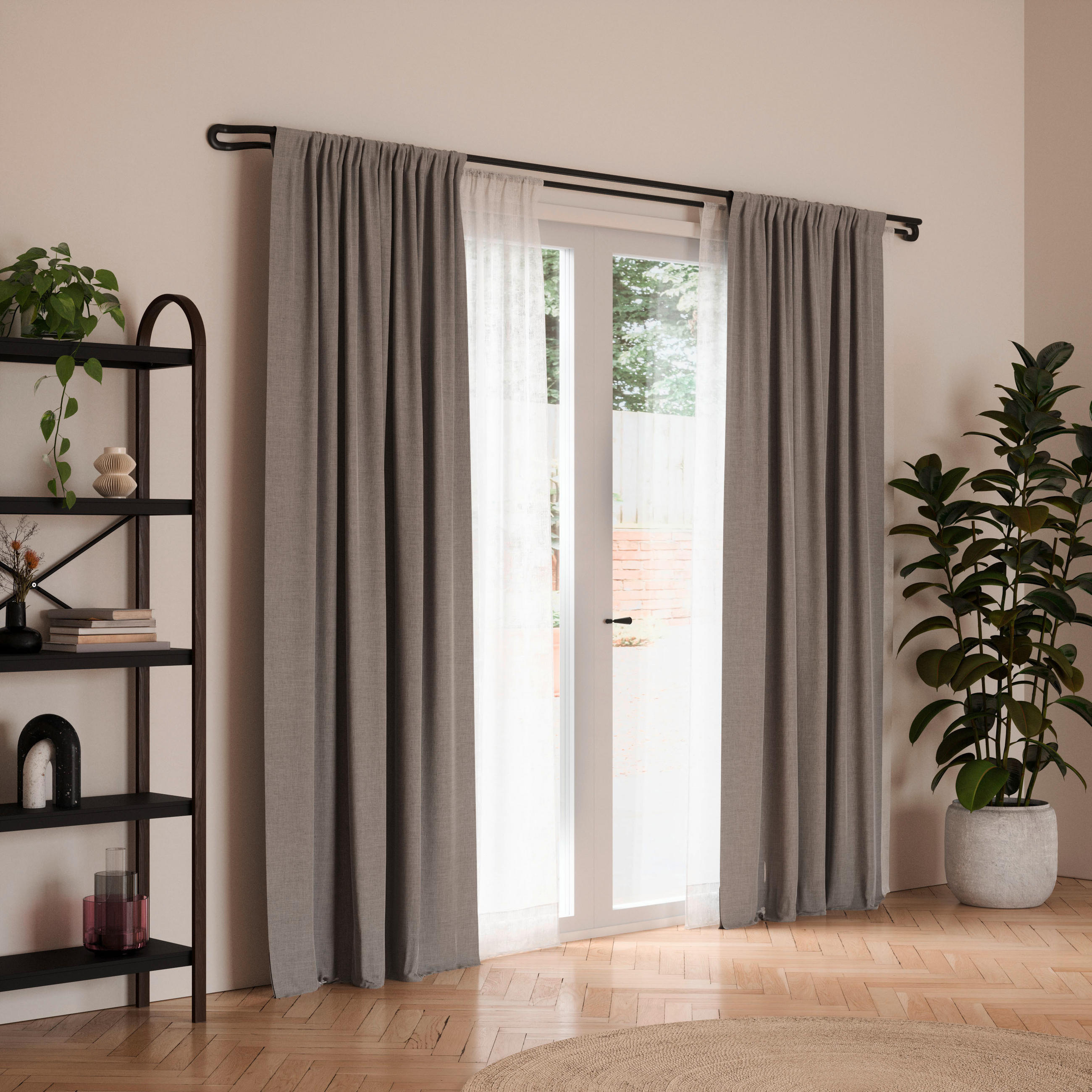 VORHANGSTANGE 333 cm  - Schwarz, KONVENTIONELL, Metall (333cm) - Umbra