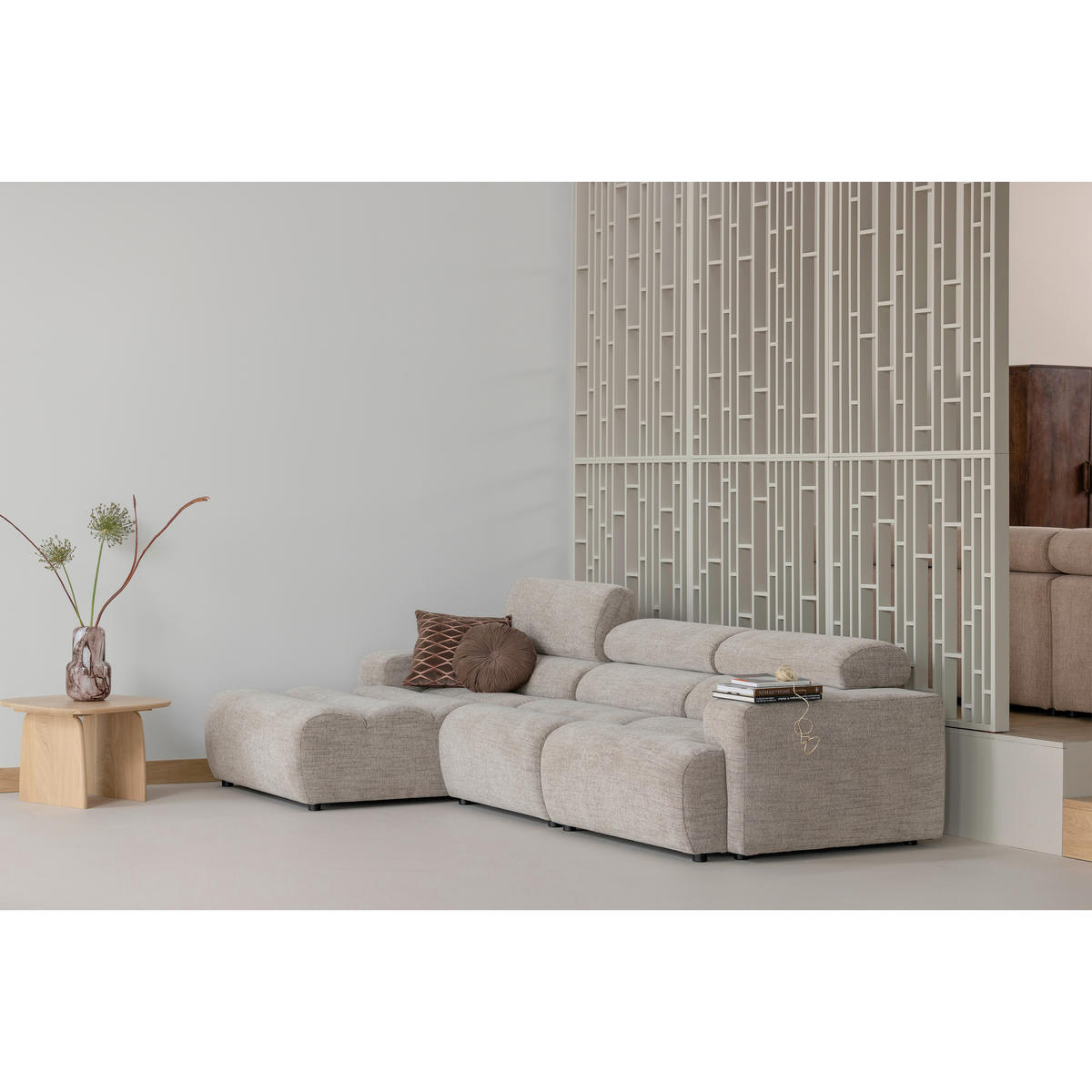 SOFAELEMENT Novi Webstoff Naturfarben  - Schwarz/Naturfarben, Design, Kunststoff/Textil (82/86/113cm) - Livetastic