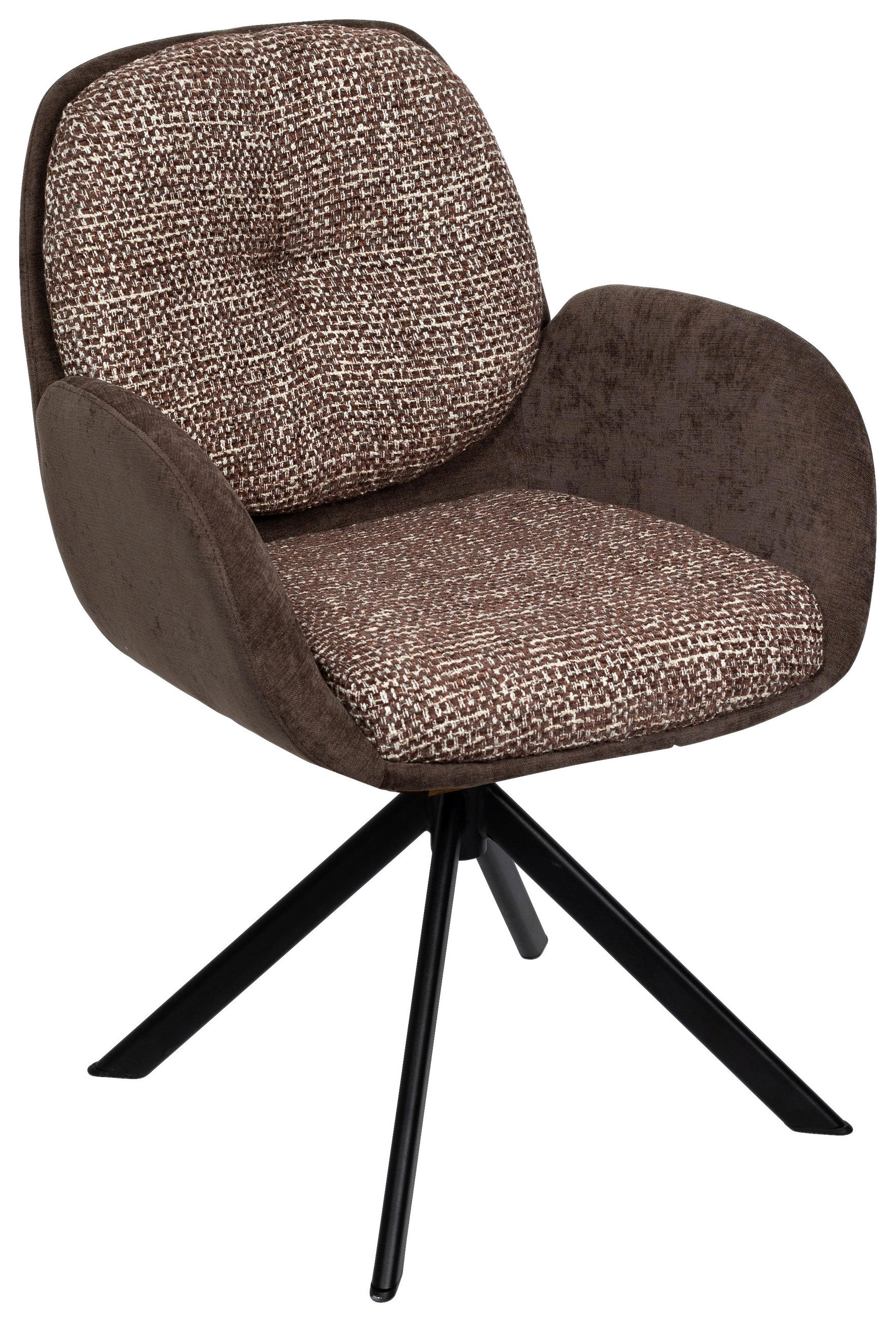 ARMLEHNSTUHL  in Eisen Webstoff  - Schwarz/Braun, Design, Textil/Metall (59/90/64cm) - Linea Natura