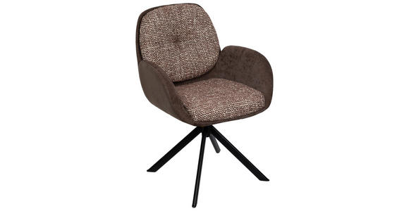 ARMLEHNSTUHL  in Eisen Webstoff  - Schwarz/Braun, Design, Textil/Metall (59/90/64cm) - Linea Natura