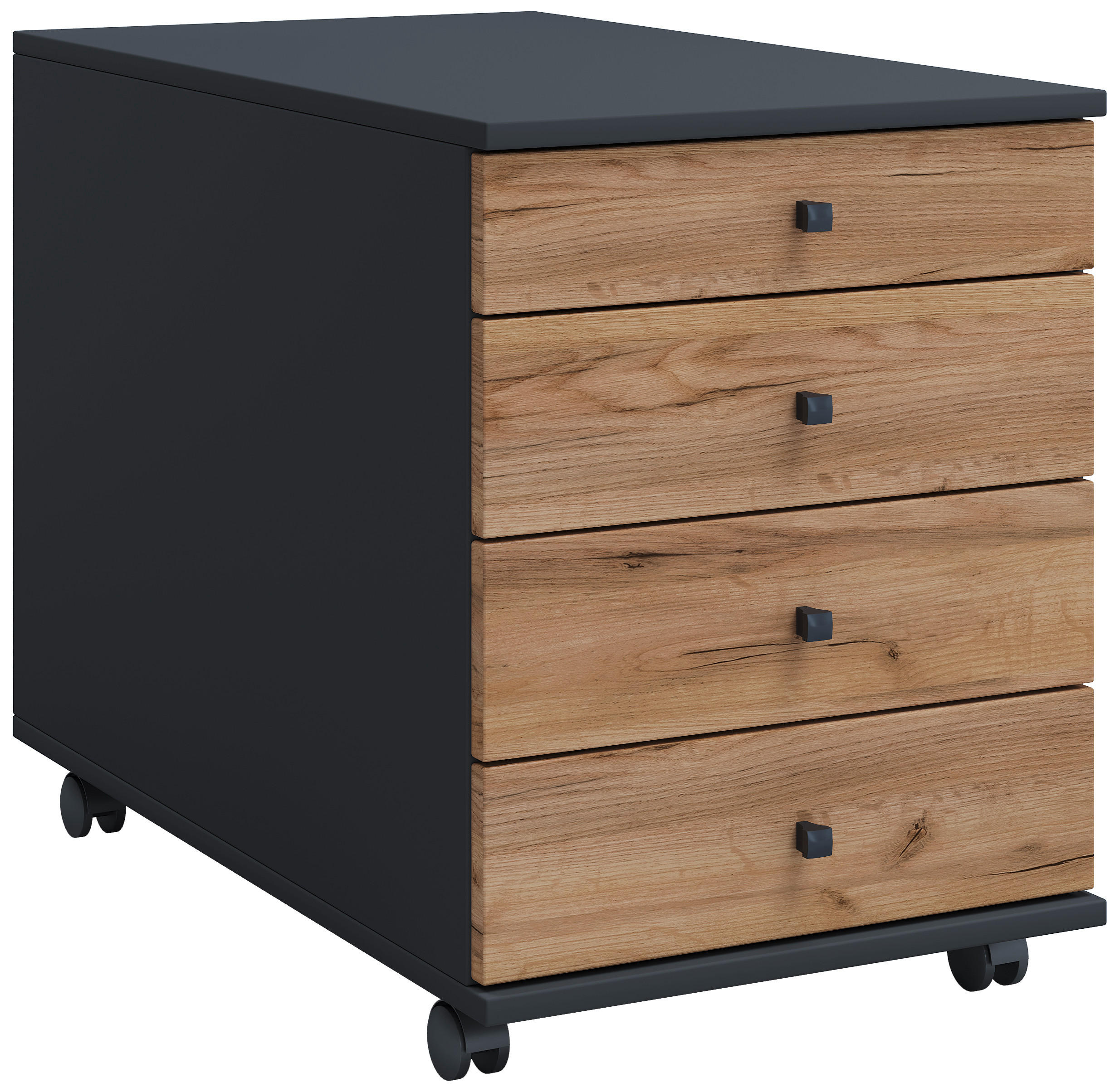 ROLLCONTAINER Anthrazit, Honigeiche  - Honigeiche/Anthrazit, Design, Holzwerkstoff/Kunststoff (42/57/75cm) - MID.YOU