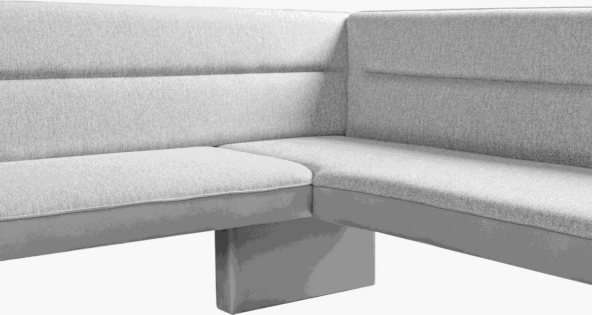 ECKBANK 178/210 cm Webstoff Hellgrau, Beige Buche vollmassiv   - Beige/Hellgrau, KONVENTIONELL, Holz/Textil (178/210cm) - Novel