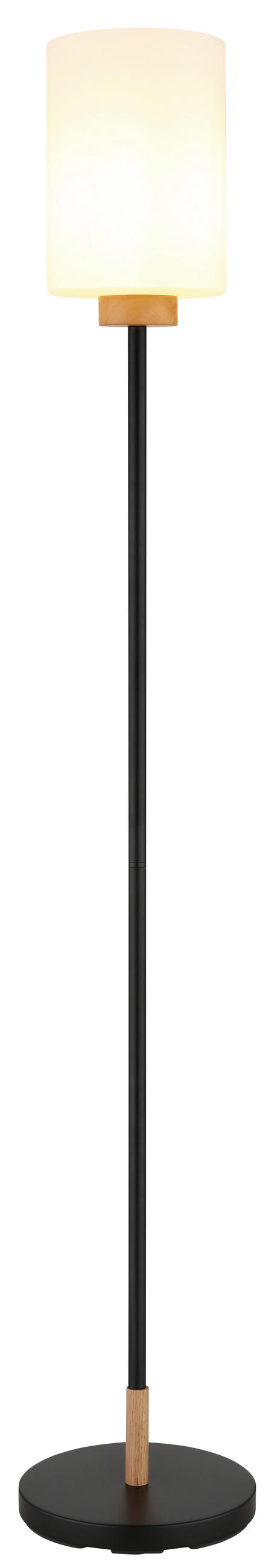 STEHLEUCHTE Rowena 25/150 cm  - Eichefarben/Schwarz, Design, Glas/Holz (25/150cm) - Globo