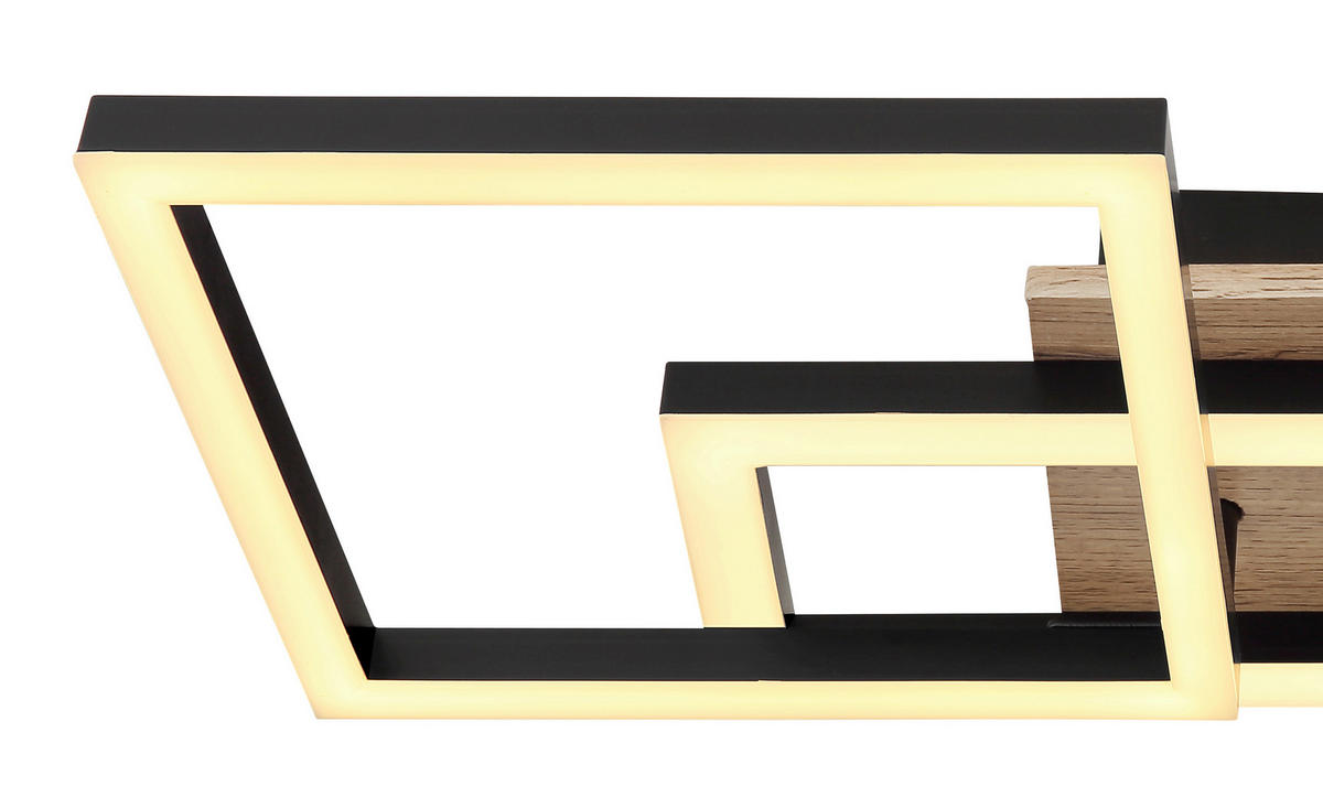 DECKENLEUCHTE 24 W    70/31/12 cm  - Opal/Schwarz, Trend, Holzwerkstoff/Kunststoff (70/31/12cm) - Globo