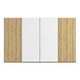 SCHWEBETÜRENSCHRANK 360/223/68 cm 4-türig Weiß, Eichefarben, Chromfarben  - Chromfarben/Eichefarben, Design, Glas/Holz (360/223/68cm) - Novel
