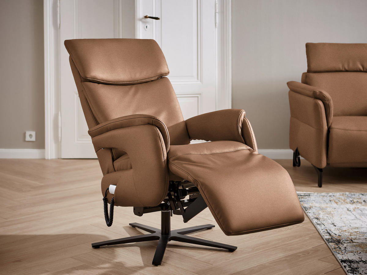 RELAXSESSEL in Textil Hellbraun  - Hellbraun/Schwarz, Design, Textil/Metall (70/117/85cm) - Dieter Knoll