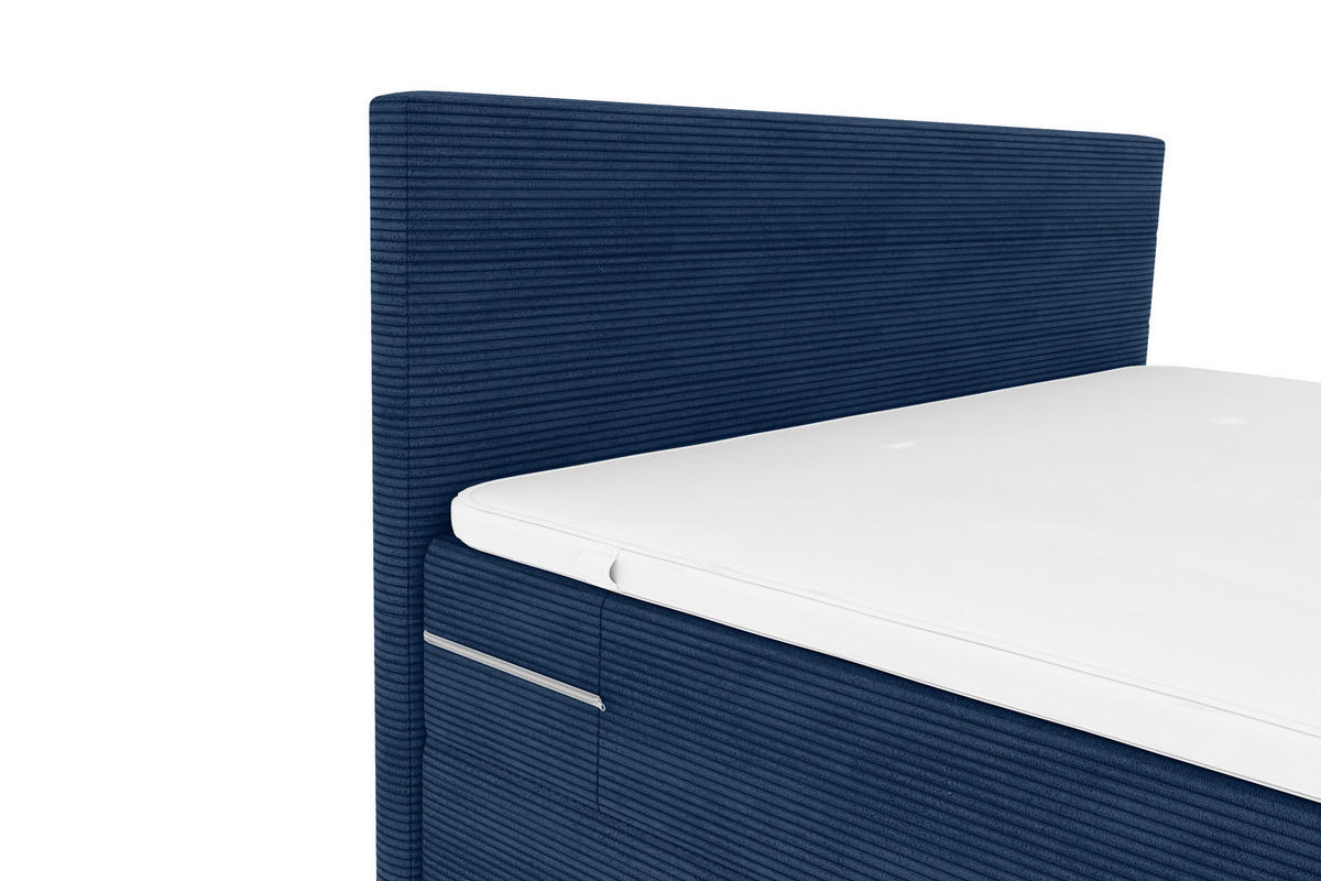 BOXSPRINGBETT 180/200 cm  in Dunkelblau  - Schwarz/Dunkelblau, KONVENTIONELL, Textil/Metall (180/200cm) - Boxxx