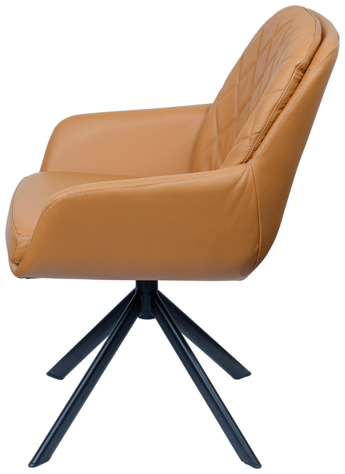 ARMLEHNSTUHL  in Echtleder naturbelassen  - Cognac/Schwarz, Design, Leder/Metall (59,5/87,5/69cm) - Moderano