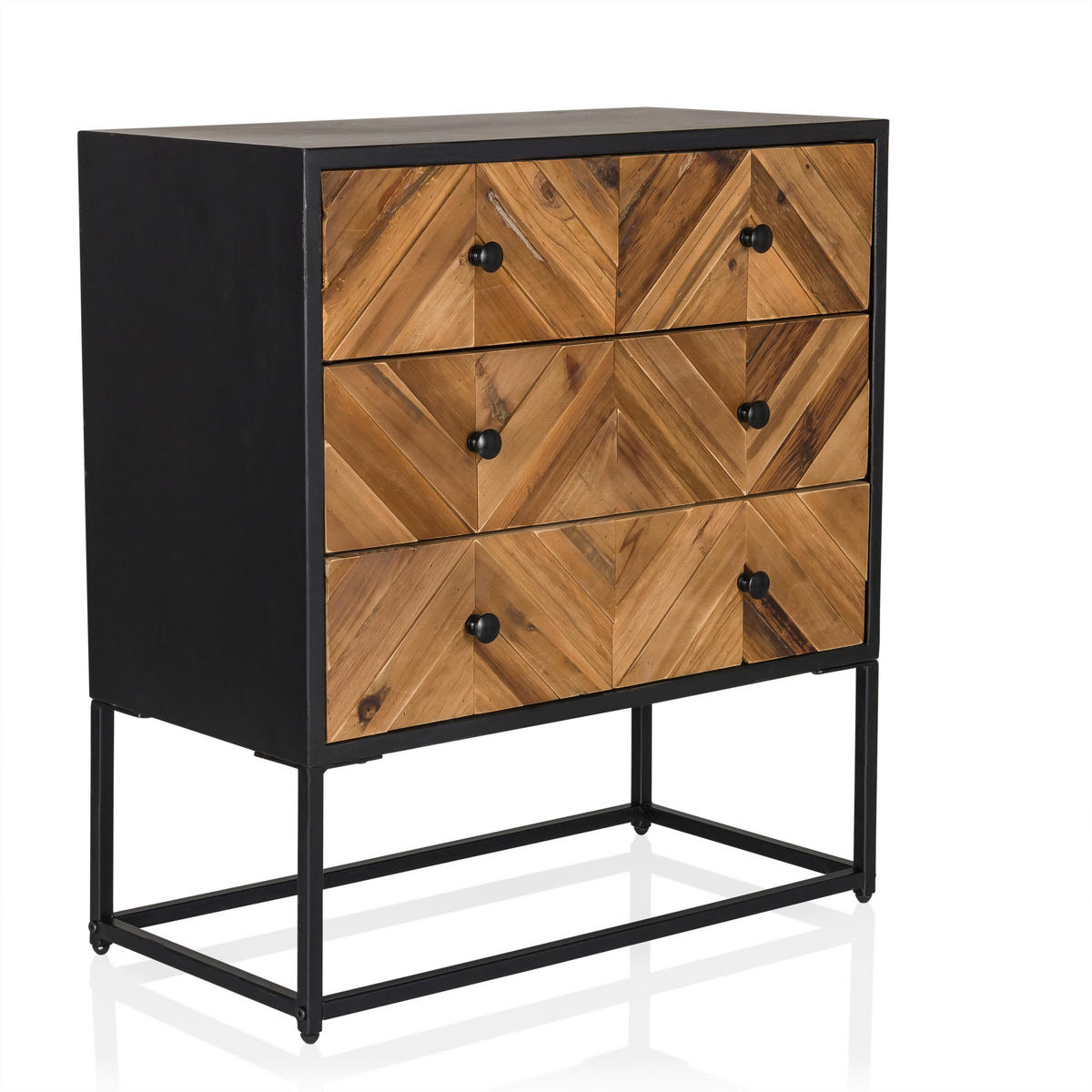 SIDEBOARD  in 63/70,5/32 cm  - Dunkelbraun/Schwarz, MODERN, Holz/Metall (63/70,5/32cm) - MID.YOU