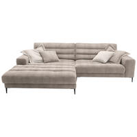 ECKSOFA in Flachgewebe Taupe  - Taupe/Schwarz, Design, Textil/Metall (207/296cm) - Dieter Knoll