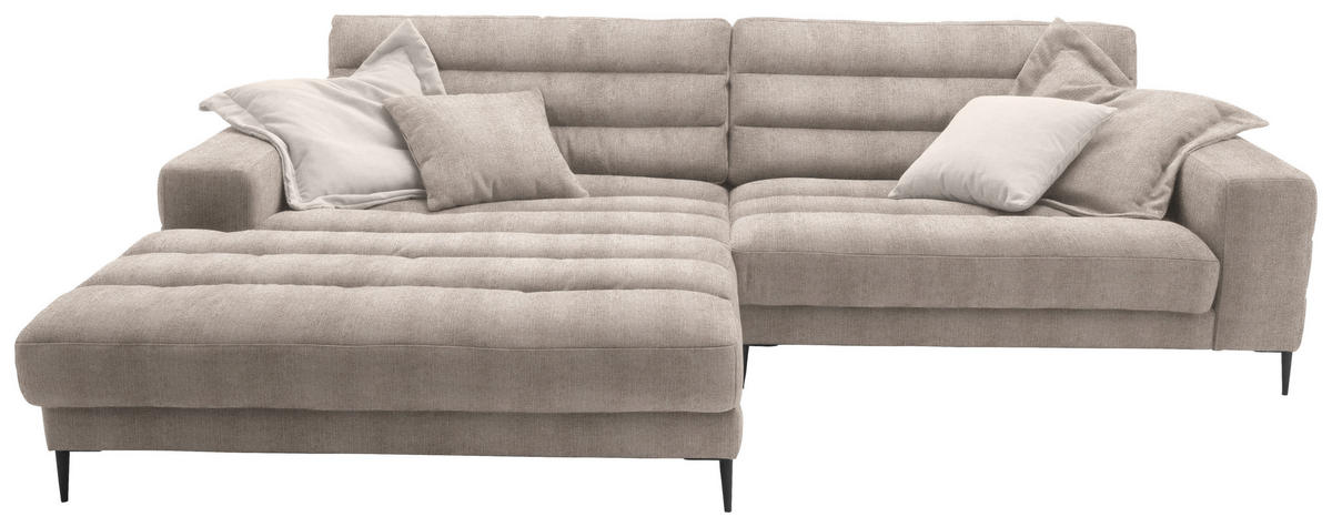 ECKSOFA in Flachgewebe Taupe  - Taupe/Schwarz, Design, Textil/Metall (207/296cm) - Dieter Knoll