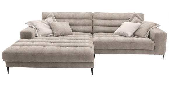 ECKSOFA in Flachgewebe Taupe 207/296 cm - Taupe/Schwarz, Design, Textil/Metall (207/296cm) - Dieter Knoll